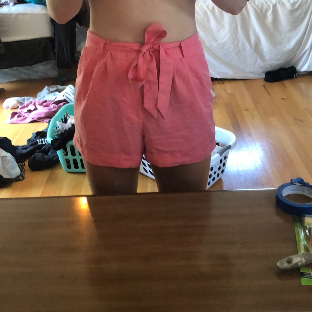 Pink paper bag shorts